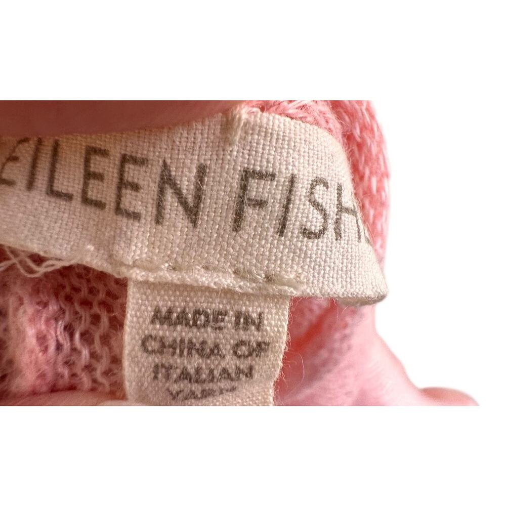 Eileen Fisher 100% Linen Cardigan Sweater Baby Pink Open Front Light Weight Sz L - Picture 5 of 11